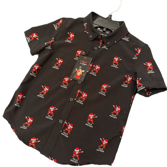Denim & Flower Ricky Singh "Feliz Navidad" Button Down Shirt Size 4 - Picture 2 of 5